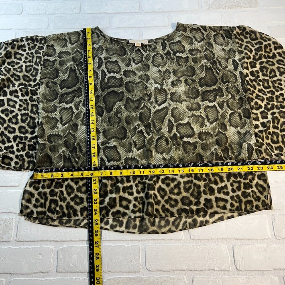 Michael Michael Kors Top Womens L/XL Wing Sleeve Snake Leopard Pattern Sheer - Picture 3 of 12